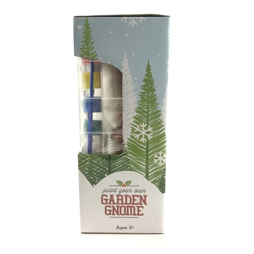 Paint Your Own Garden Gnome Statue 8” Ceramic 6 Paint Colors Kids Craft New 2020